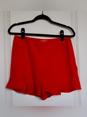 Gianni Bini Bright Red Ruffle Hem High-Waist Shorts